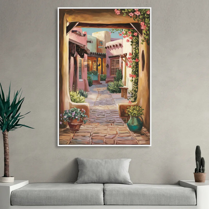 Albuquerque Old Town Charm Sitting Room - White Canvas Wall Art