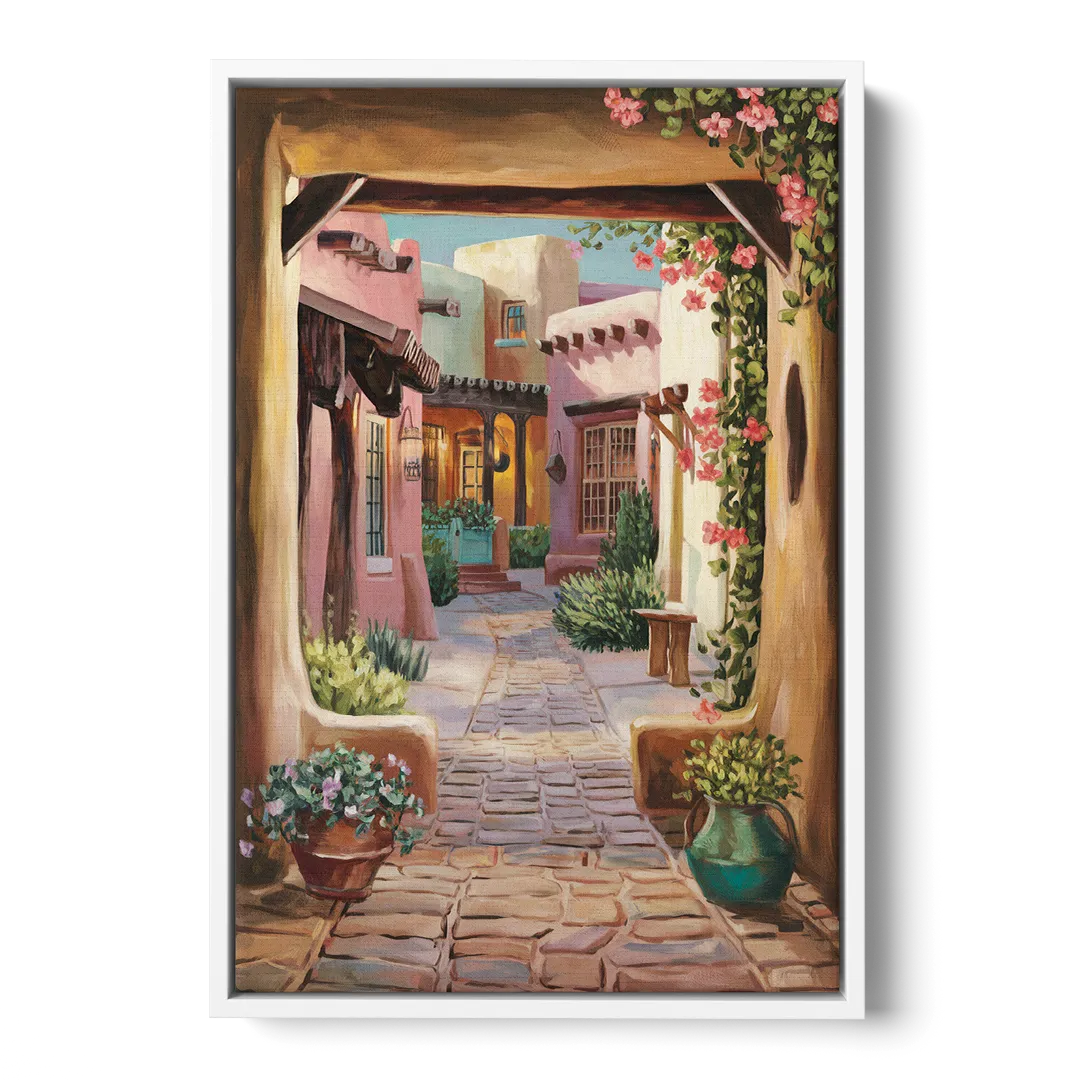 Albuquerque Old Town Charm Front - White Canvas Wall Art