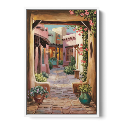 Albuquerque Old Town Charm Front - White Canvas Wall Art