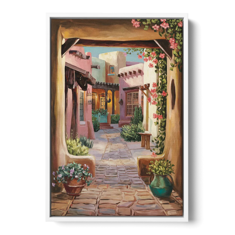Albuquerque Old Town Charm Front - White Canvas Wall Art