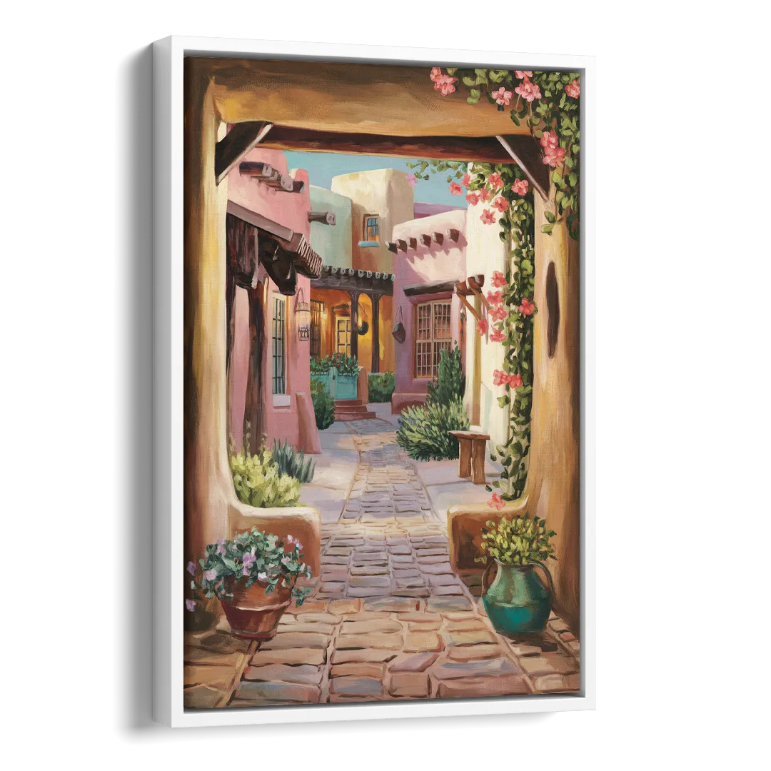 Albuquerque Old Town Charm Side - White Canvas Wall Art