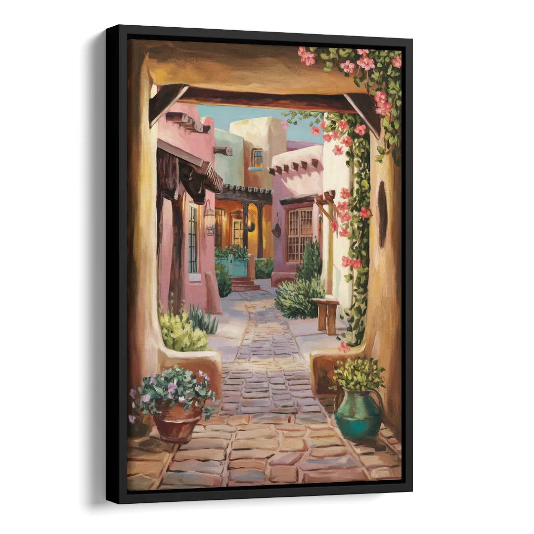 Albuquerque Old Town Charm Side - Black Canvas Wall Art