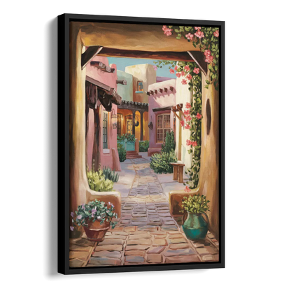 Albuquerque Old Town Charm Side - Black Canvas Wall Art
