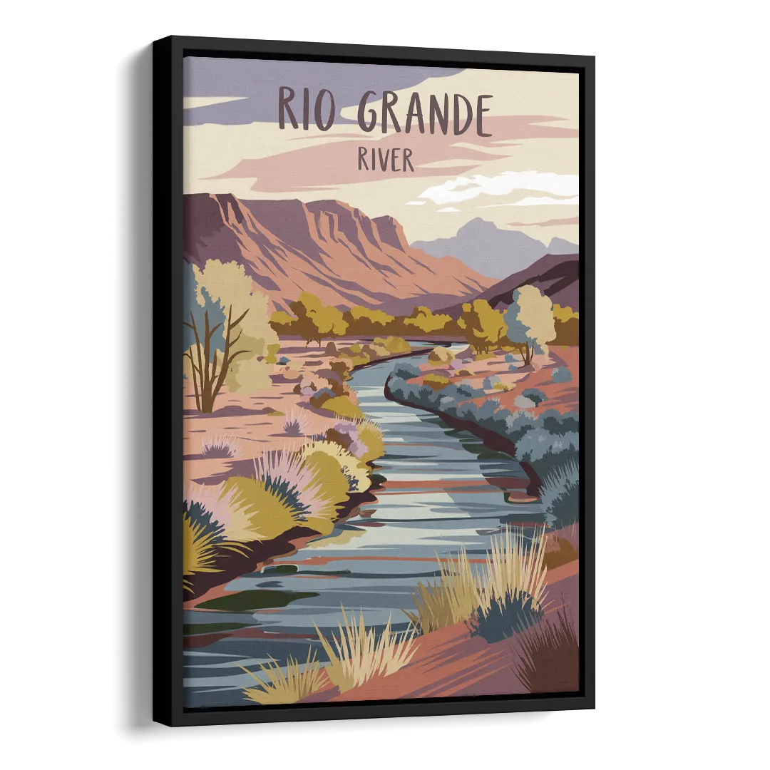 Albuquerque Rio Grande Views Side - Black Canvas Wall Art