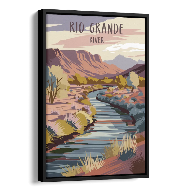 Albuquerque Rio Grande Views Side - Black Canvas Wall Art