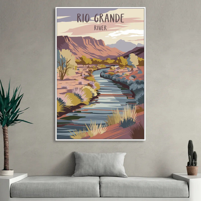 Albuquerque Rio Grande Views Living Room - White Canvas Wall Art