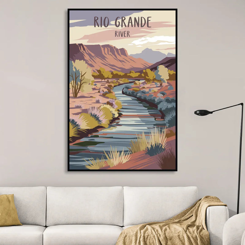 Albuquerque Rio Grande Views Living Room - Black Canvas Wall Art
