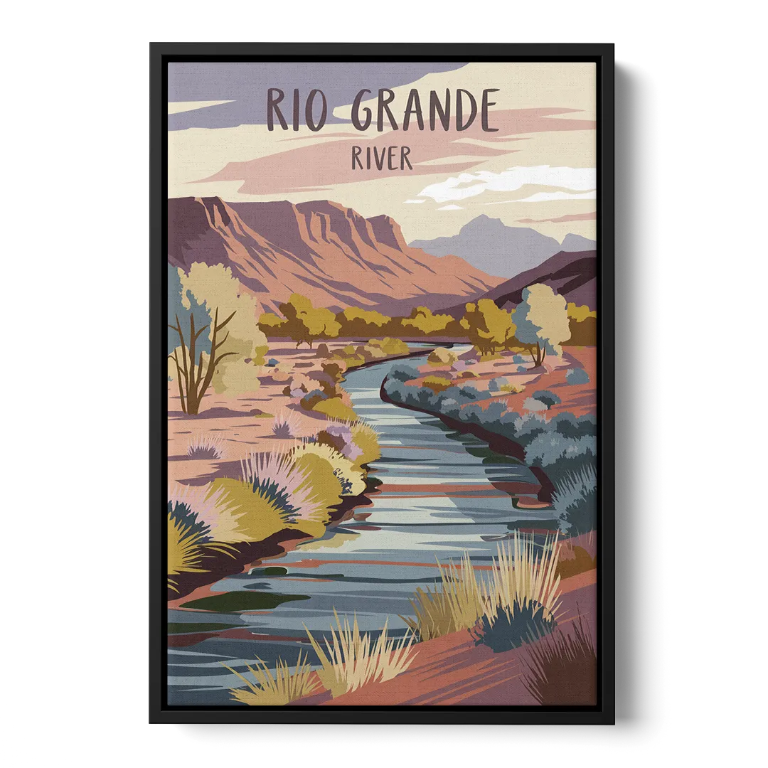 Albuquerque Rio Grande Views Front - Black Canvas Wall Art