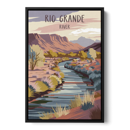 Albuquerque Rio Grande Views Front - Black Canvas Wall Art