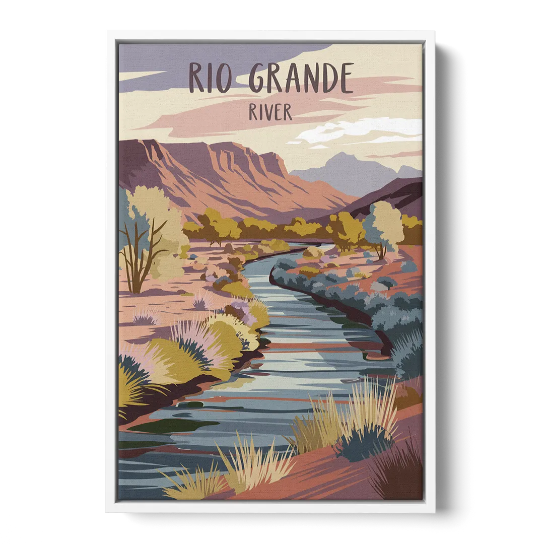 Albuquerque Rio Grande Views Front - White Canvas Wall Art