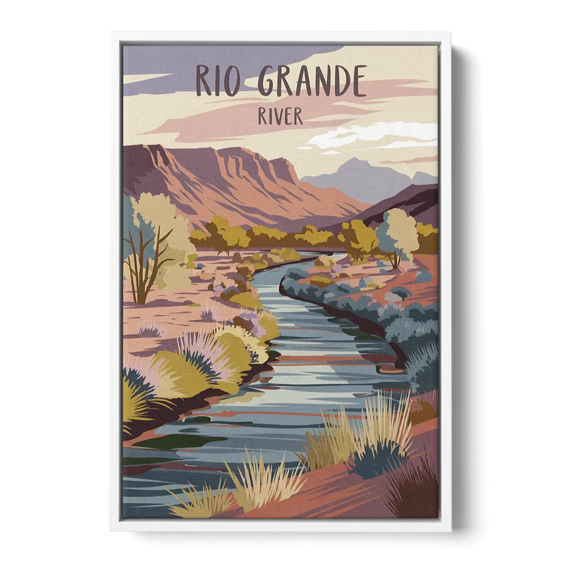 Albuquerque Rio Grande Views Front - White Canvas Wall Art