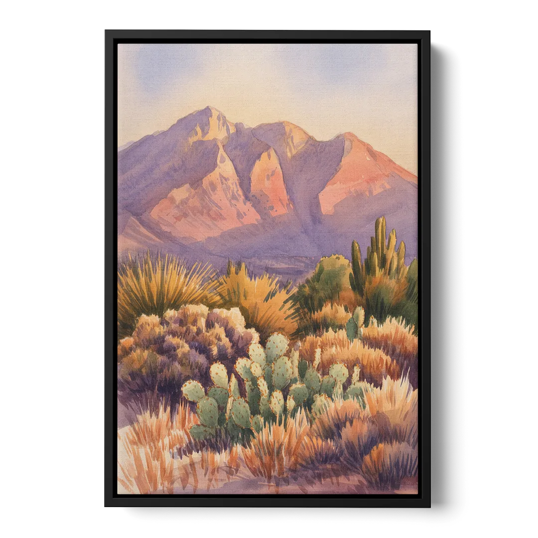 Albuquerque Sandia Mountains Front - Black Canvas Wall Art