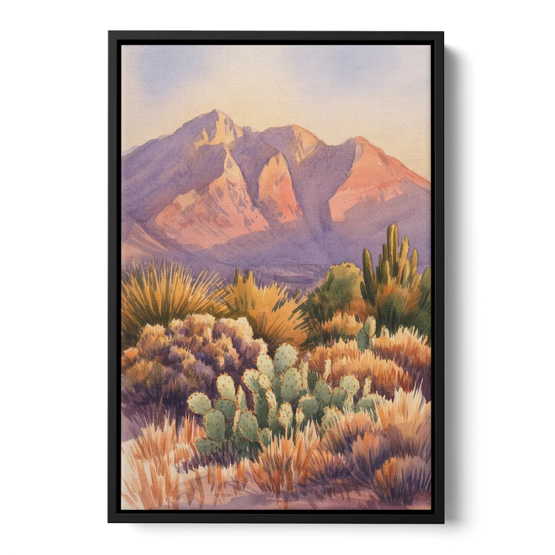 Albuquerque Sandia Mountains Front - Black Canvas Wall Art