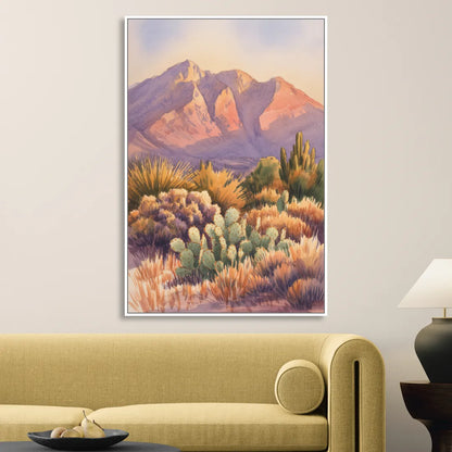 Albuquerque Sandia Mountains Living Room - White Canvas Wall Art