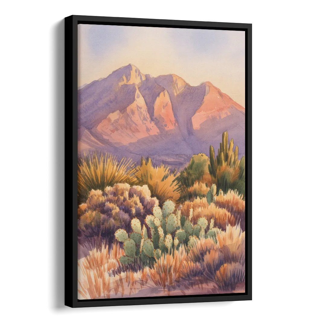 Albuquerque Sandia Mountains Side - Black Canvas Wall Art