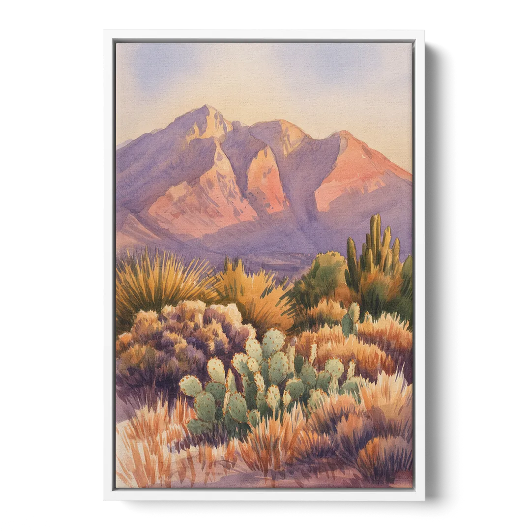 Albuquerque Sandia Mountains Front - White Canvas Wall Art
