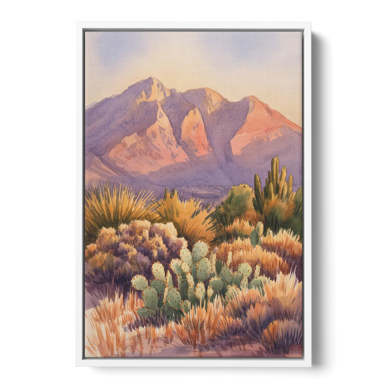 Albuquerque Sandia Mountains Front - White Canvas Wall Art