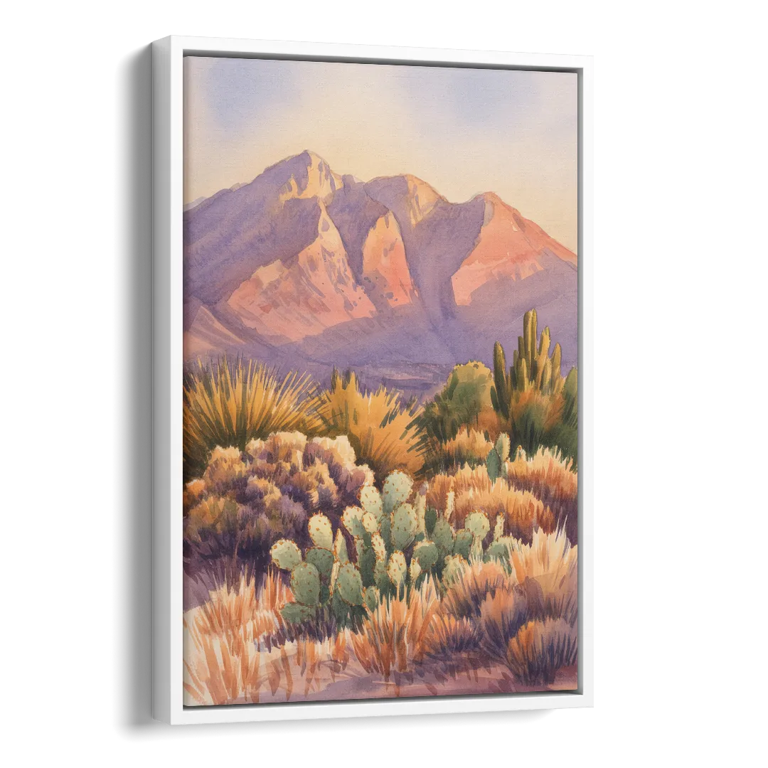 Albuquerque Sandia Mountains Side - White Canvas Wall Art