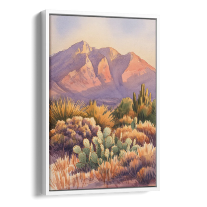 Albuquerque Sandia Mountains Side - White Canvas Wall Art