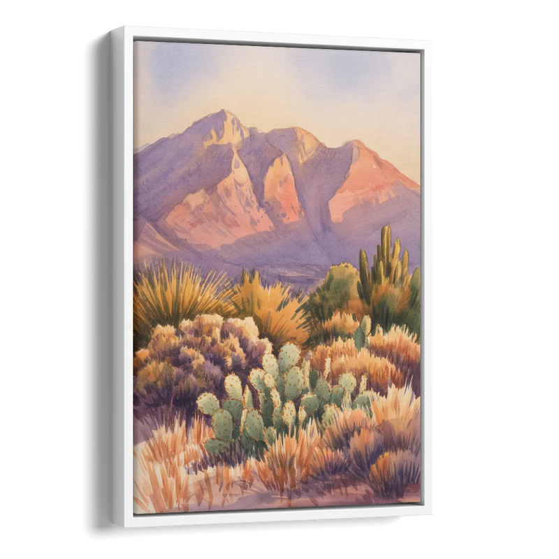 Albuquerque Sandia Mountains Side - White Canvas Wall Art
