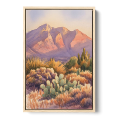 Albuquerque Sandia Mountains - Oak Framed Canvas Wall Art - Front