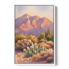 Albuquerque Sandia Mountains - White Framed Canvas Wall Art - Front