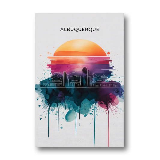 Albuquerque Skyline Sunset - Canvas Wall Art - Front