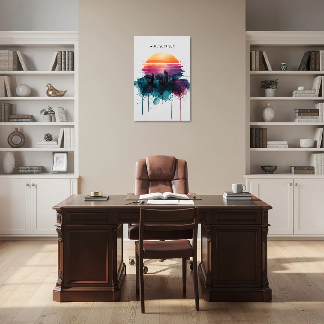 Albuquerque Skyline Sunset - Canvas Wall Art - Office - 24x36
