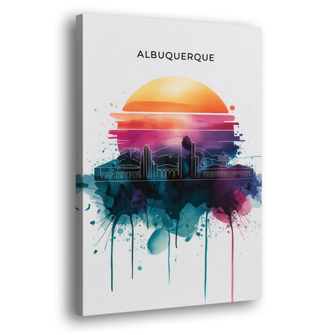 Albuquerque Skyline Sunset - Canvas Wall Art - Side