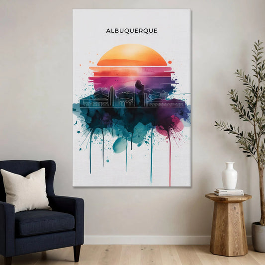 Albuquerque Skyline Sunset - Canvas Wall Art - Sofa - 40x60