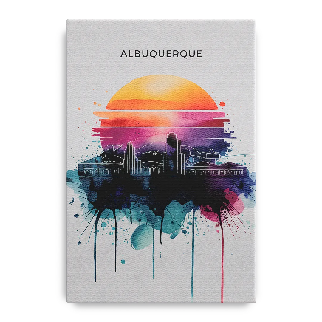 Albuquerque Skyline Sunset Front - Canvas Wall Art