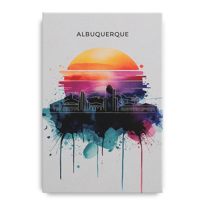 Albuquerque Skyline Sunset Front - Canvas Wall Art