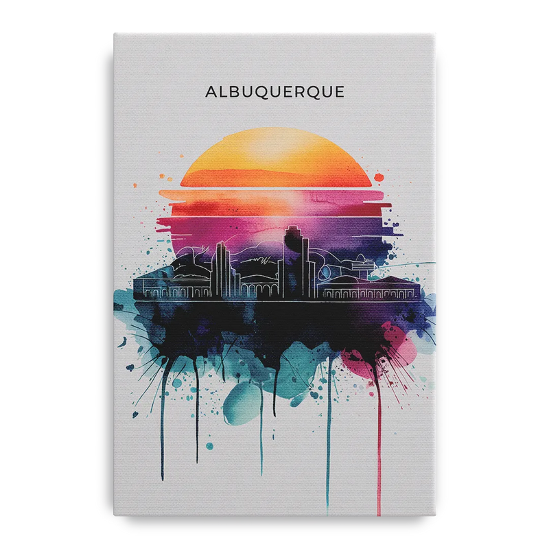 Albuquerque Skyline Sunset Front - Canvas Wall Art