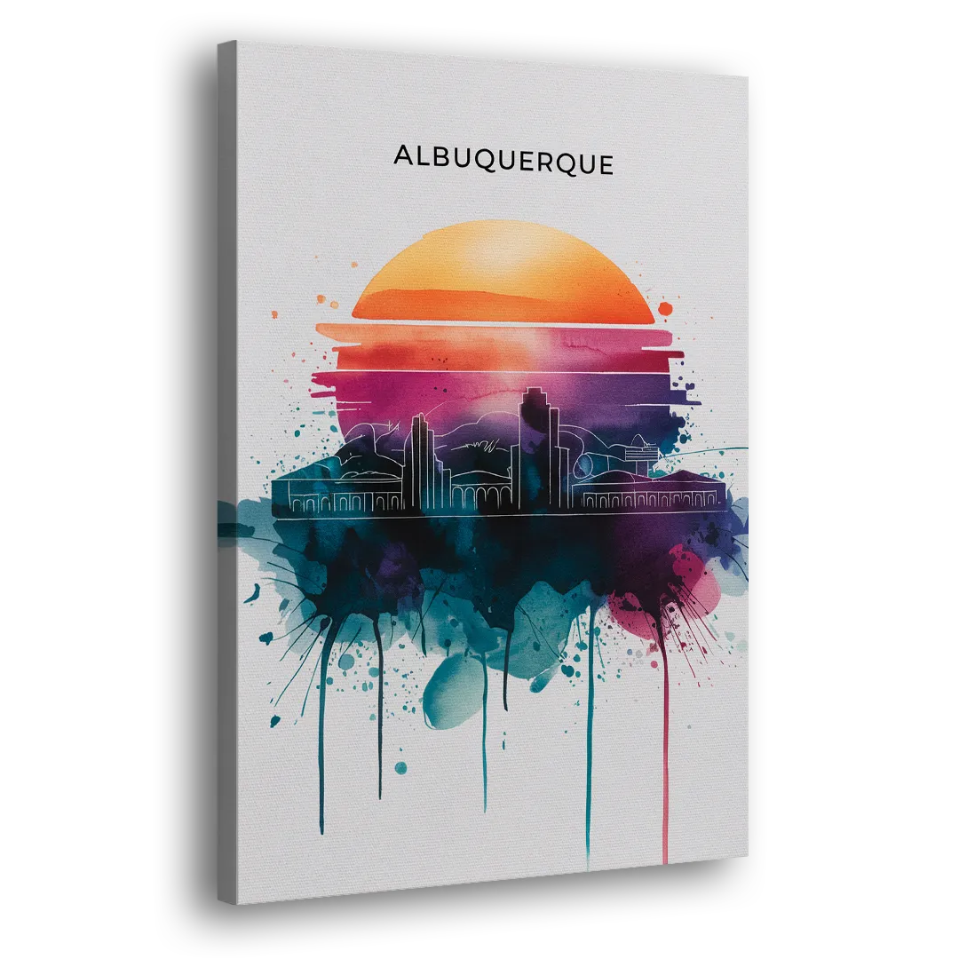 Albuquerque Skyline Sunset Side - Canvas Wall Art