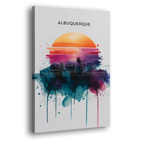 Albuquerque Skyline Sunset - Canvas Wall Art
