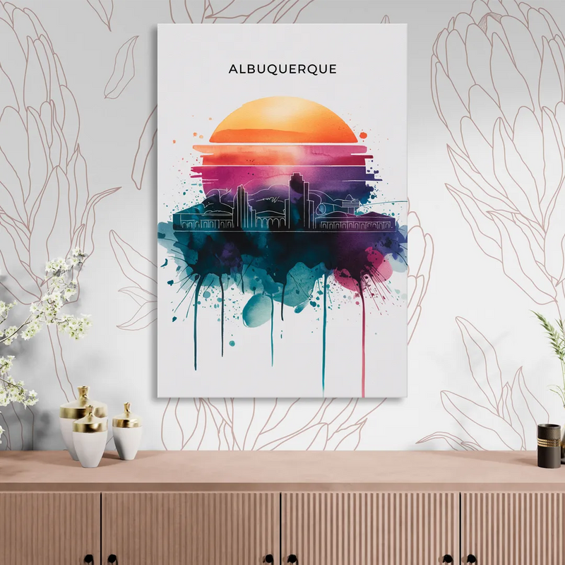 Albuquerque Skyline Sunset Living Room - Canvas Wall Art