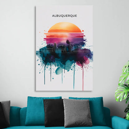 Albuquerque Skyline Sunset Sitting Room - Canvas Wall Art