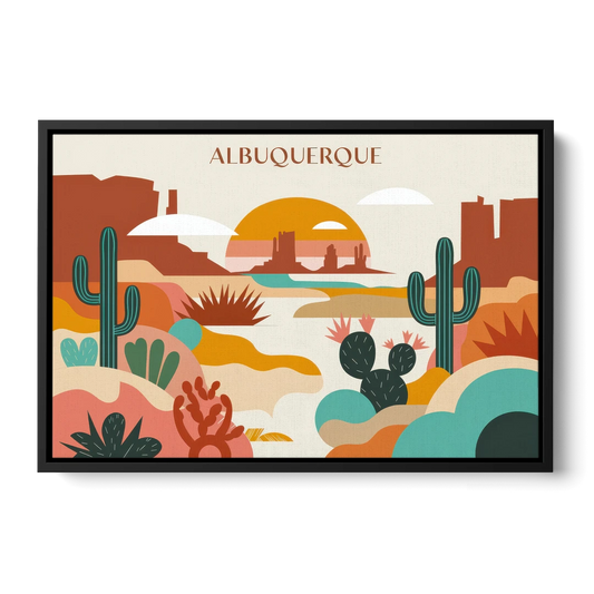 Albuquerque Southwest Colors - Black Framed Canvas Wall Art - Front