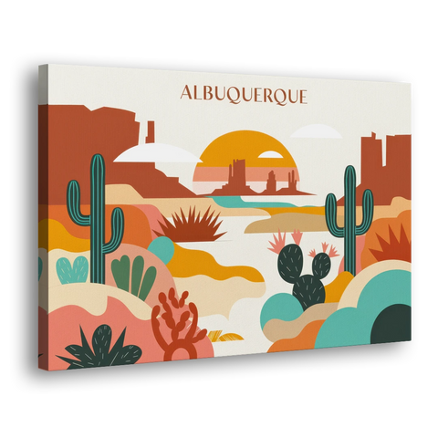 Albuquerque Southwest Colors - Canvas Wall Art - Side