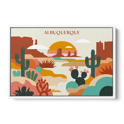 Albuquerque Southwest Colors Front - White Canvas Wall Art