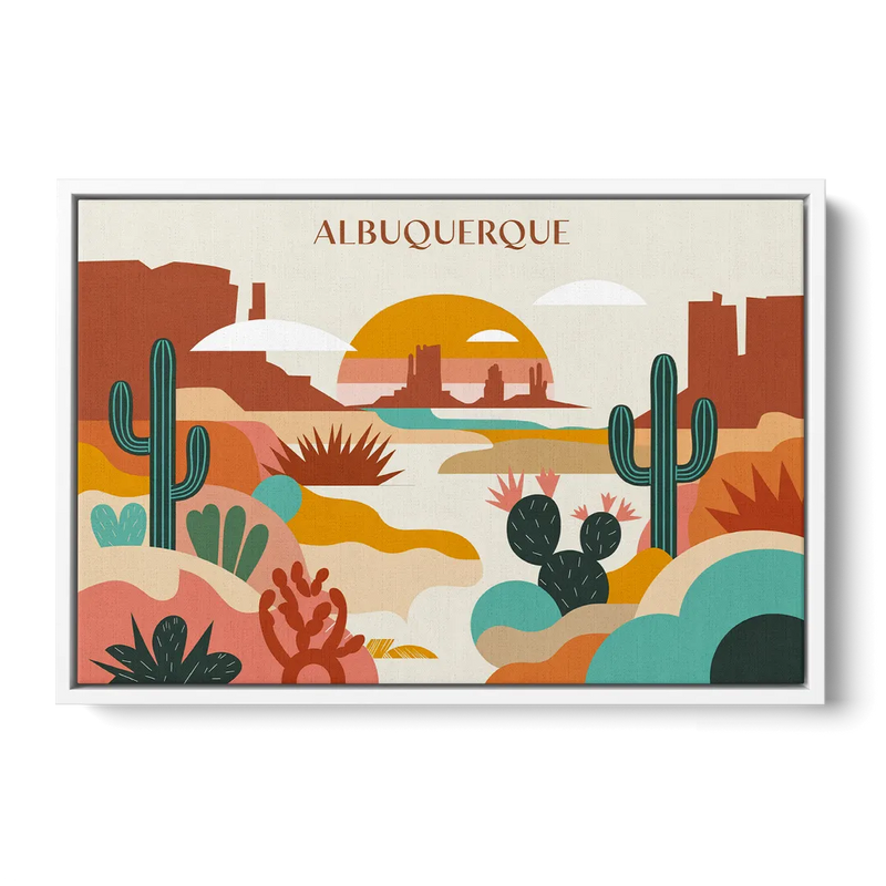 Albuquerque Southwest Colors Front - White Canvas Wall Art