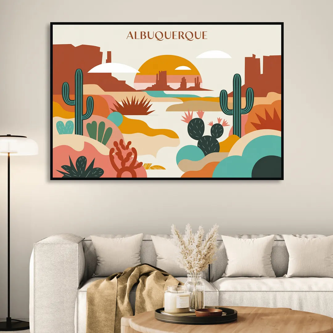 Albuquerque Southwest Colors Living Room - Black Canvas Wall Art