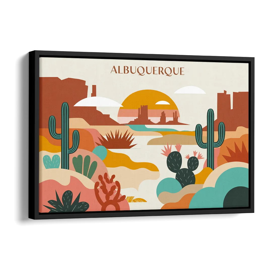 Albuquerque Southwest Colors Side - Black Canvas Wall Art