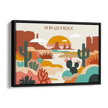 Albuquerque Southwest Colors Side - Black Canvas Wall Art