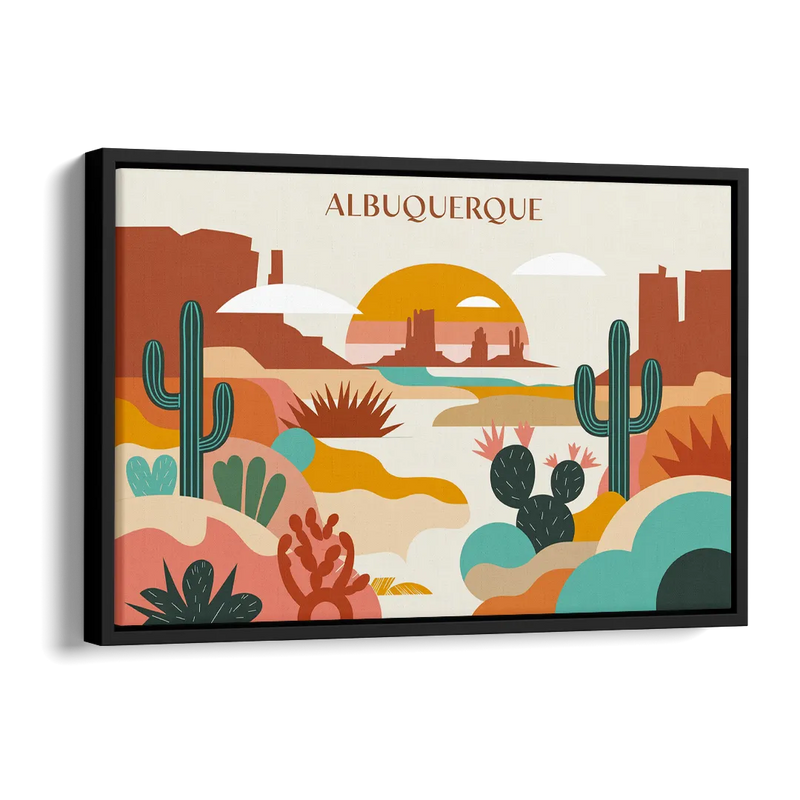Albuquerque Southwest Colors Side - Black Canvas Wall Art