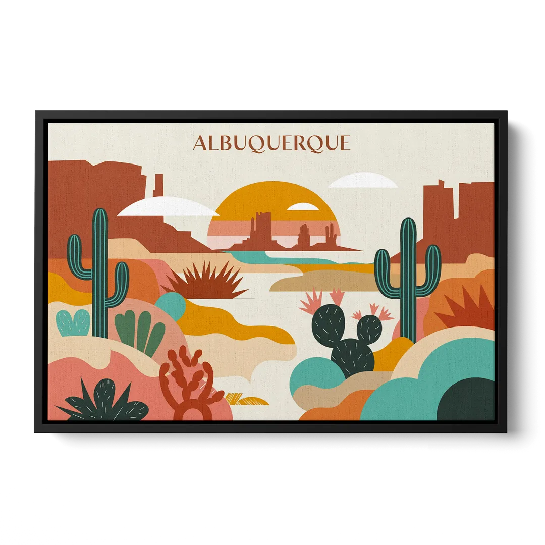 Albuquerque Southwest Colors Front - Black Canvas Wall Art