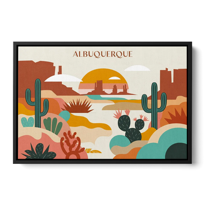 Albuquerque Southwest Colors Front - Black Canvas Wall Art