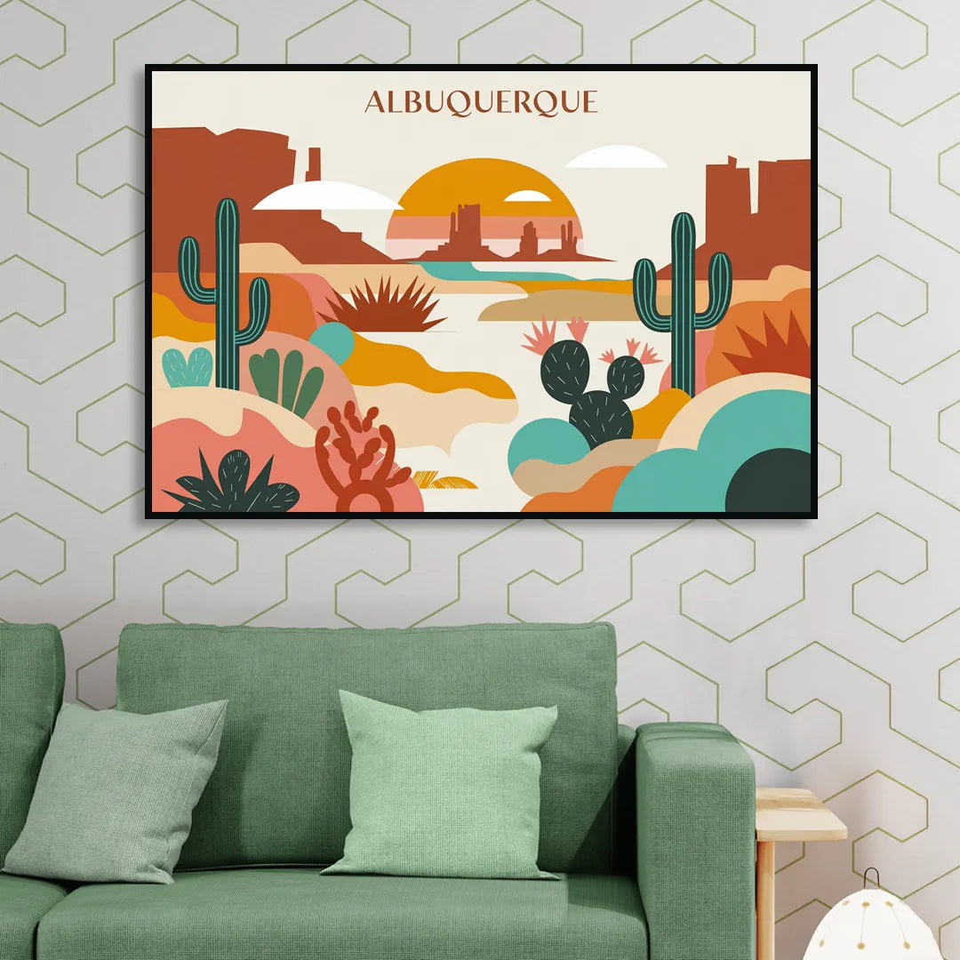 Albuquerque Southwest Colors Sitting Room - Black Canvas Wall Art