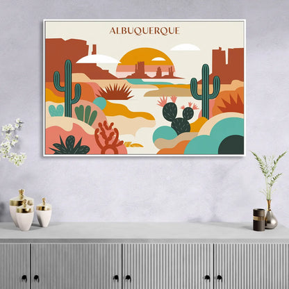Albuquerque Southwest Colors Living Room - White Canvas Wall Art