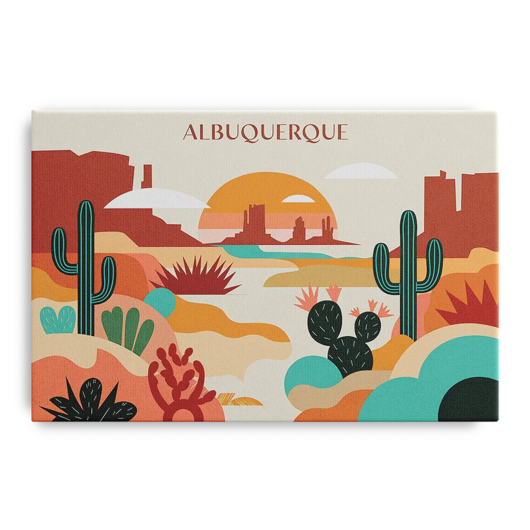 Albuquerque Southwest Colors Front - Canvas Wall Art